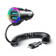 Joyroom 3-in-1 fast car charger with Lightning cable 1.5m 17W black (JR-CL25)