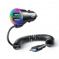 Joyroom 3-in-1 fast car charger with USB-C cable 1.5m 17W Juodas (JR-CL24)
