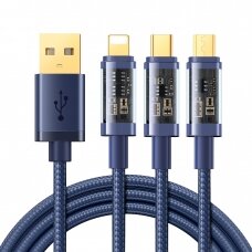 Joyroom 3in1 USB cable - USB Type C / Lightning / micro USB 3.5 A 1.2m Mėlynas (S-1T3015A5)