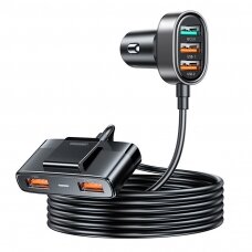 Joyroom fast car charger with extension cable 45W 5xUSB-A Juodas (JR-CL03 Pro)