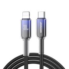 Joyroom S-A42 Crystal-Clear Series 30W USB-C / Lightning kabelis 1.2 m – juodas