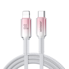 Joyroom S-A42 Crystal-Clear Series 30W USB-C / Lightning kabelis 1.2 m – baltas