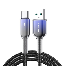Joyroom S-A42 Crystal-Clear Series 3A USB-A / USB-C kabelis 1.2 m – juodas
