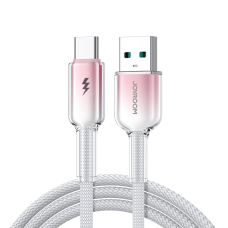 Joyroom S-A42 Crystal-Clear Series 3A USB-A / USB-C kabelis 1.2 m – baltas