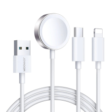 Joyroom S-IW008 3-in-1 magnetinis įkrovimo kabelis USB-A / Lightning / USB-C 1.2 m – baltas