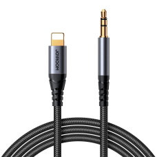 Joyroom SY-A06 Stereo audio AUX kabelis 3.5 mm mini lizdas / Lightning, skirtas iPhone iPad 1.2 m – juodas