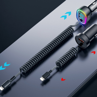 Joyroom 4 in 1 Fast Car Charger PD, QC3.0, AFC, FCP with 1.6m 57W Lightning Cable Black (JR-CL20) 5 Joyroom 4 in 1 Fast Car Charger PD, QC3.0, AFC, FCP with 1.6m 57W Lightning Cable Black (JR-CL20) 5