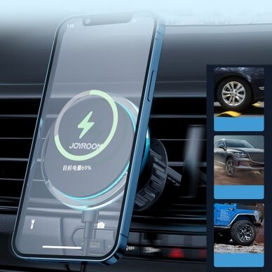 Laikiklis Joyroom Car Holder Qi Wireless Induction Charger 15W (MagSafe) Sidabrinis (JR-ZS291) 14