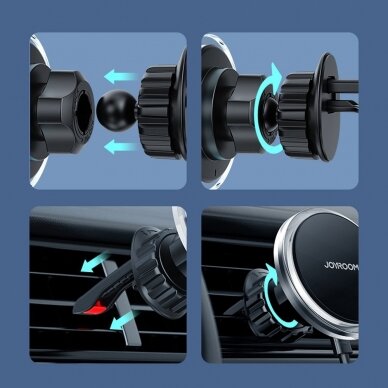 Laikiklis Joyroom Car Holder Qi Wireless Induction Charger 15W (MagSafe) Sidabrinis (JR-ZS291) 21