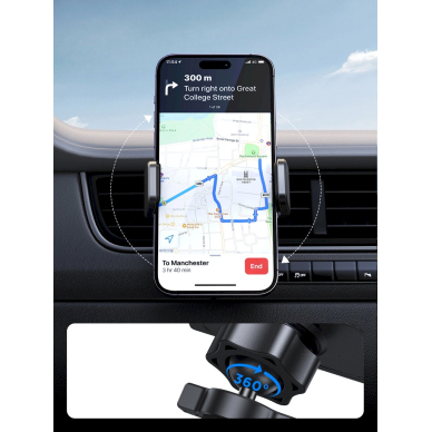 Joyroom JR-ZS377 automobilio telefono laikiklis skirtas oro grotelių montavimui – juodas 8
