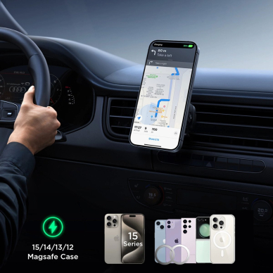 Joyroom JR-ZS387 automobilio laikiklis su belaidžiu įkrovikliu (MagSafe suderinamas) ir ventiliatoriumi – juodas 13