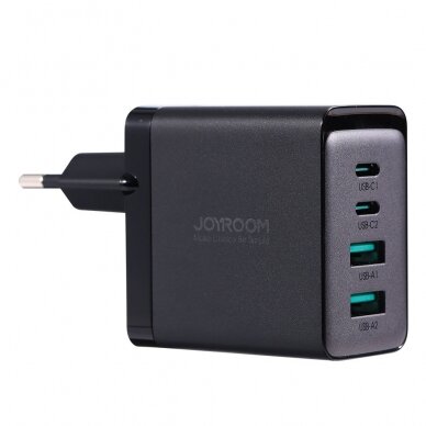 Joyroom charger GaN 67W 4 ports (2x USB, 2x USB C) Juodas (TCG02) + cable USB C - USB C 100W 1.2m 3