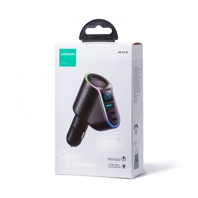 Joyroom fast car charger 4in1 USB-A QC3.0 / 2xUSB-C PD 150W Juodas (JR-CL21) 4 Joyroom fast car charger 4in1 USB-A QC3.0 / 2xUSB-C PD 150W Juodas (JR-CL21) 4