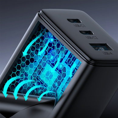 Joyroom fast charger GaN 65W USB, 2x USB C black + USB C cable - USB C 100W 1.2m (TCG01) 10 Joyroom fast charger GaN 65W USB, 2x USB C black + USB C cable - USB C 100W 1.2m (TCG01) 10