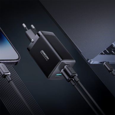 Joyroom fast charger GaN 65W USB, 2x USB C black + USB C cable - USB C 100W 1.2m (TCG01) 12 Joyroom fast charger GaN 65W USB, 2x USB C black + USB C cable - USB C 100W 1.2m (TCG01) 12