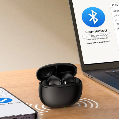 Joyroom JR-FN1 Funpods belaidės in-ear TWS Bluetooth 5.4 ANC ENC ausinės – juodos 12