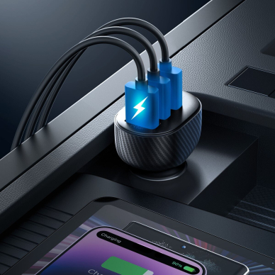 Joyroom JR-CCD03 3.4A car charger with 3x USB-A display - Juodas 12 Joyroom JR-CCD03 3.4A car charger with 3x USB-A display - Juodas 12