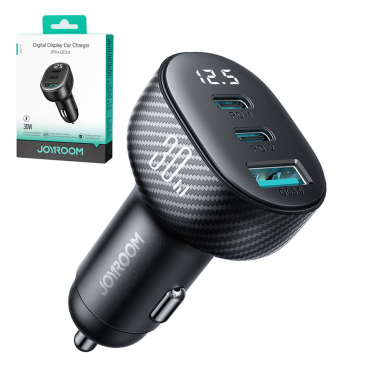 Joyroom JR-CCD04 30W 2x USB-C USB-A car charger with display - black 5 Joyroom JR-CCD04 30W 2x USB-C USB-A car charger with display - black 5