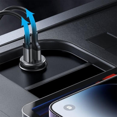 Joyroom JR-CCN05 30W USB-A USB-C mini car charger - black 2