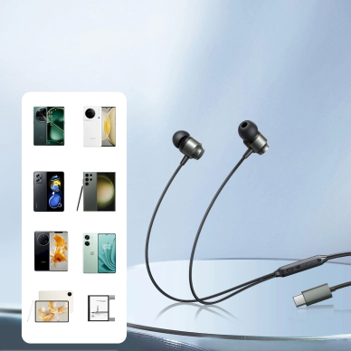Joyroom JR-EC06 USB-C in-ear ausinės – pilkos 14
