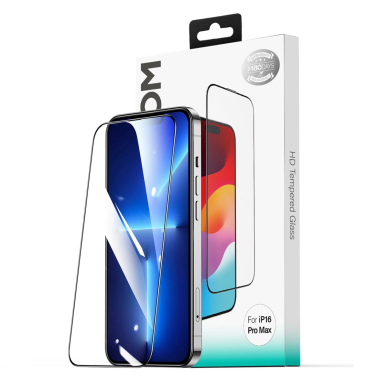 Joyroom JR-MLG0276 2.5D HD dulkių nepraleidžiantis grūdintas stiklas su juodu rėmeliu skirtas iPhone 15/16 1