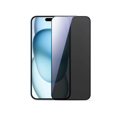 Joyroom JR-MLG0280 2.5D privatumo grūdintas stiklas nuo dulkių su juodu rėmeliu skirtas iPhone 15/16