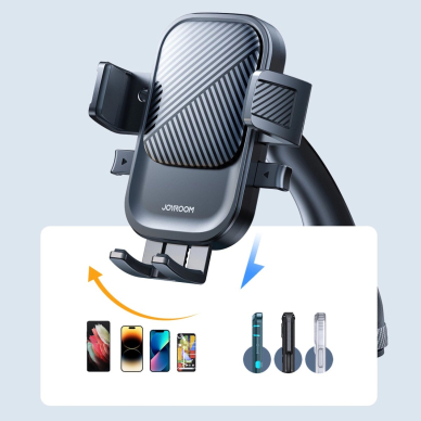 Joyroom JR-OK6 prispaudžiamas telefono laikiklis skirtas stiklui – juodas 10