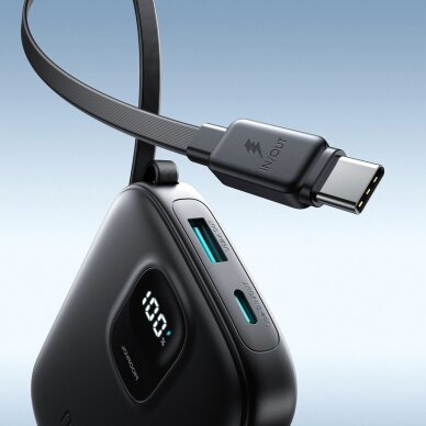 Išorinė baterija Power Bank Joyroom JR-PBF17 22.5W 10000mAh su įmontuotu USB-C kabeliu + 0.25 cm USB-C kabeliu – juoda 8 Išorinė baterija Power Bank Joyroom JR-PBF17 22.5W 10000mAh su įmontuotu USB-C kabeliu + 0.25 cm USB-C kabeliu – juoda 8