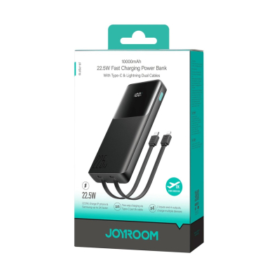 Joyroom JR-PBF19 22.5W 10000mAh išorinė baterija su dviem integruotais kabeliais – juoda 6