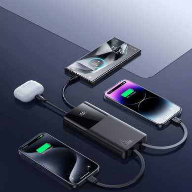 Joyroom JR-PBF19 22.5W 10000mAh išorinė baterija su dviem integruotais kabeliais – juoda 9