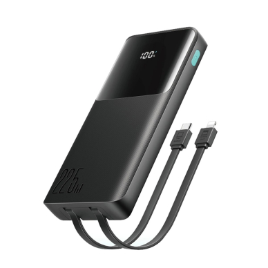 Joyroom JR-PBF19 22.5W 10000mAh išorinė baterija su dviem integruotais kabeliais – juoda