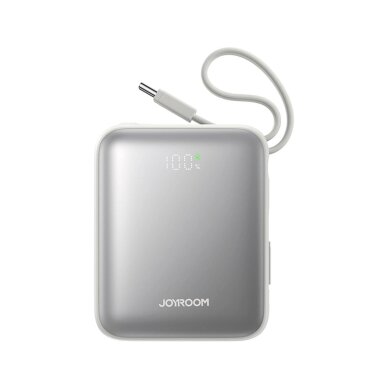 Išorinė baterija Power Bank Joyroom JR-PBF27 10000mAh 22.5W su įmontuotais USB-C ir Lightning kabeliais – balta 1