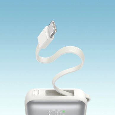 Išorinė baterija Power Bank Joyroom JR-PBF27 10000mAh 22.5W su įmontuotais USB-C ir Lightning kabeliais – balta 12 Išorinė baterija Power Bank Joyroom JR-PBF27 10000mAh 22.5W su įmontuotais USB-C ir Lightning kabeliais – balta 12