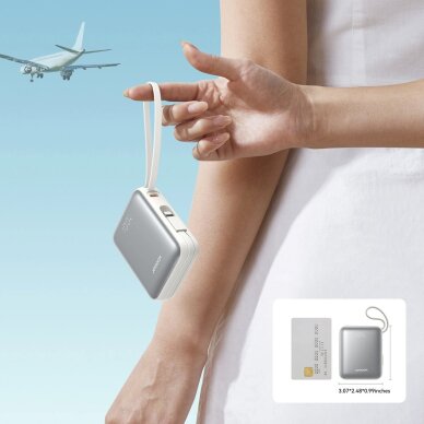 Išorinė baterija Power Bank Joyroom JR-PBF27 10000mAh 22.5W su įmontuotais USB-C ir Lightning kabeliais – balta 13