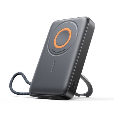 Išorinė baterija Power Bank Joyroom JR-PBM02 22.5W 10000mAh 3in1 magnetinis MagSafe suderinamas su įmontuotu kabeliu – juoda Išorinė baterija Power Bank Joyroom JR-PBM02 22.5W 10000mAh 3in1 magnetinis MagSafe suderinamas su įmontuotu kabeliu – juoda
