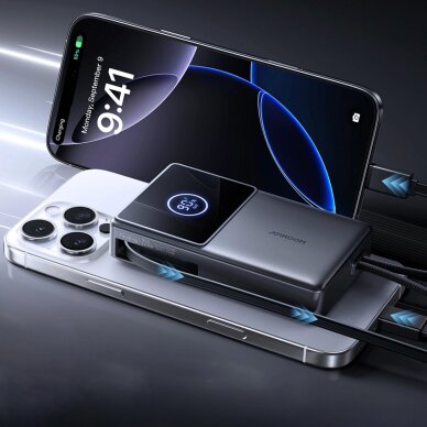 Išorinė baterija Power Bank Joyroom JR-PR1 10000mAh 22.5W su įtraukiamu USB-C kabeliu – juoda 5 Išorinė baterija Power Bank Joyroom JR-PR1 10000mAh 22.5W su įtraukiamu USB-C kabeliu – juoda 5