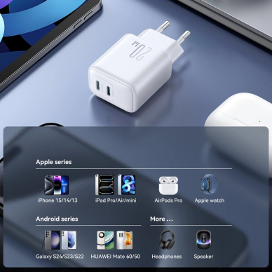 Joyroom JR-TCF12 tinklo įkroviklis 2x USB-C 20W PD / QC 3.0 – baltas 12