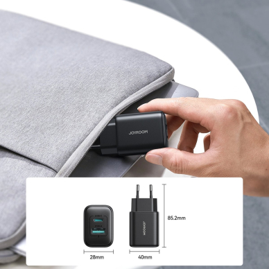 Joyroom JR-TCF13 tinklo įkroviklis USB-C / USB-A 25W SFC / PPS / PD – juodas 11 Joyroom JR-TCF13 tinklo įkroviklis USB-C / USB-A 25W SFC / PPS / PD – juodas 11
