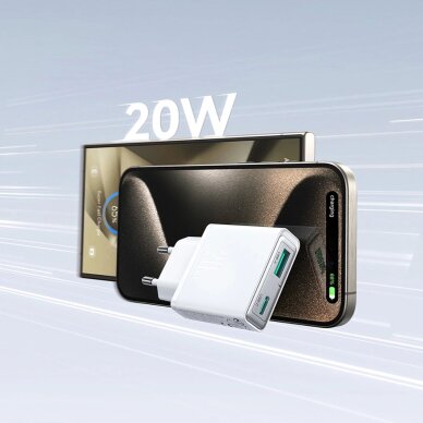 Sieninis įkroviklis Joyroom JR-TCF14 20W USB-A / USB-C itin plonas – baltas 7
