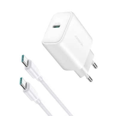 Joyroom JR-TCF24 tinklo įkroviklis USB-C PD 30W QC SFC – baltas + 1 m USB-C kabelis