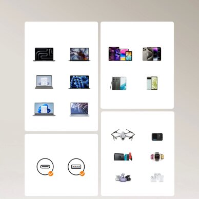 Sieninis įkroviklis Joyroom JR-TCL02 65W GaN USB-A / USB-C su įmontuotu USB-C kabeliu – juodas 12