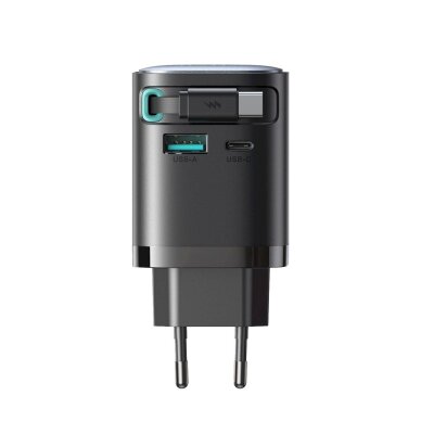 Sieninis įkroviklis Joyroom JR-TCL02 65W GaN USB-A / USB-C su įmontuotu USB-C kabeliu – juodas 2