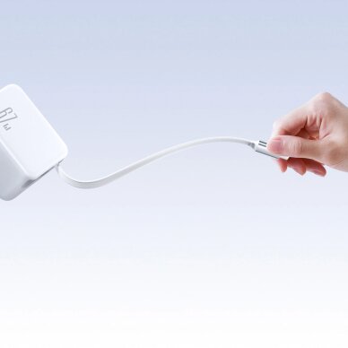 Sieninis įkroviklis Joyroom JR-TCL06 67W GaN su įtraukiamu USB-C kabeliu – baltas 2 Sieninis įkroviklis Joyroom JR-TCL06 67W GaN su įtraukiamu USB-C kabeliu – baltas 2