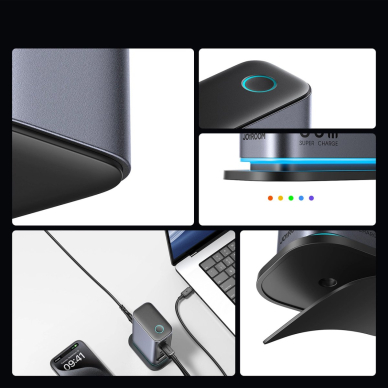 Joyroom JR-TCM02 daugiafunkcis GaN įkroviklis 65W EU 4x USB-C 2x USB-A – tamsiai pilkas 10