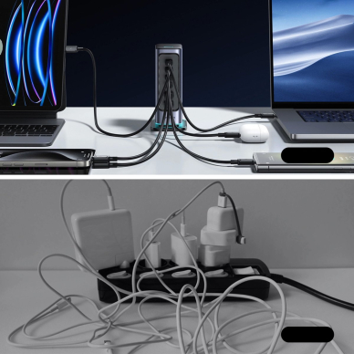 Joyroom JR-TCM02 daugiafunkcis GaN įkroviklis 65W EU 4x USB-C 2x USB-A – tamsiai pilkas 11
