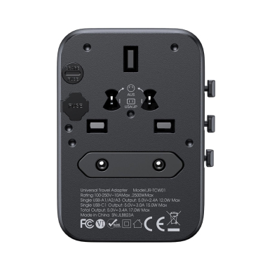 Joyroom JR-TCW01 kelioninis adapteris Universal 17W EU / US / UK / JP / AU / CN – juodas 2