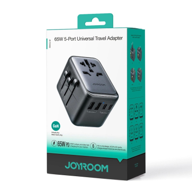 Joyroom JR-TCW02 65W kelioninis adapteris Universal EU / US / JP / AU / UK / CN – juodas 1