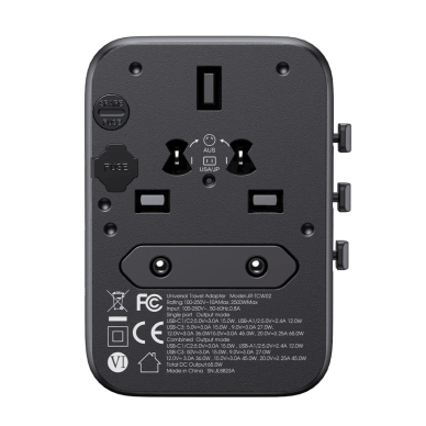 Joyroom JR-TCW02 65W kelioninis adapteris Universal EU / US / JP / AU / UK / CN – juodas 3