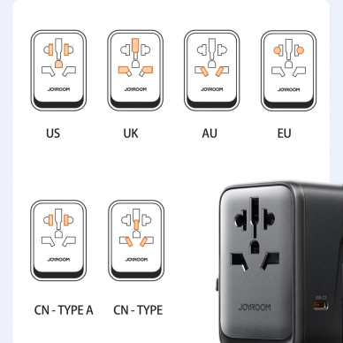 Joyroom JR-TCW02 65W kelioninis adapteris Universal EU / US / JP / AU / UK / CN – juodas 9