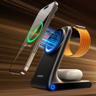 Belaidis įkroviklis Joyroom JR-W15 3in1 stotelė su MagSafe – juoda 10 Belaidis įkroviklis Joyroom JR-W15 3in1 stotelė su MagSafe – juoda 10